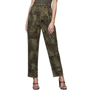 NWT Good American Tie Waist Trouser Pants in Jungle Green Contemporary Size 25